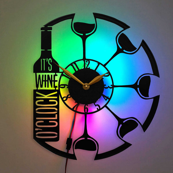 Kitchen Clock with Led Light, Kitchen Wall Clock, Wine Clock, Wine Themed, Decor for Modern Dining or Living Room