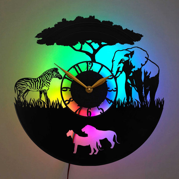 Africa Wall Clock, Africa Gift, Africa Gift, Zebra, Elephant