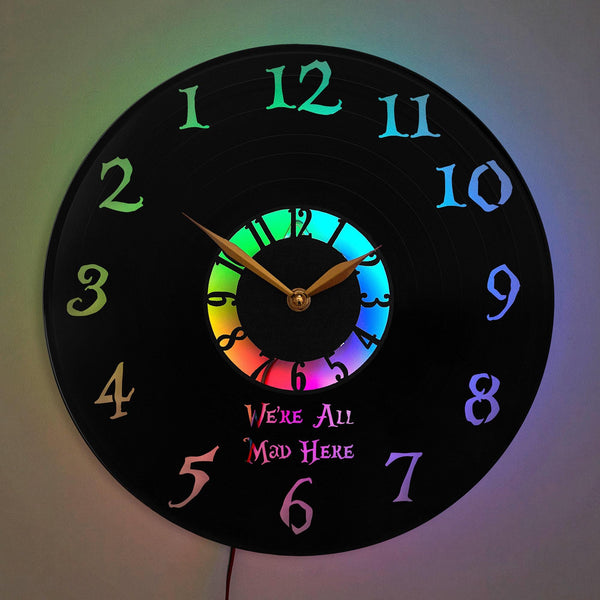 Backwards Clock, Fantasy Wall Clock, Wonderland Decor Clock