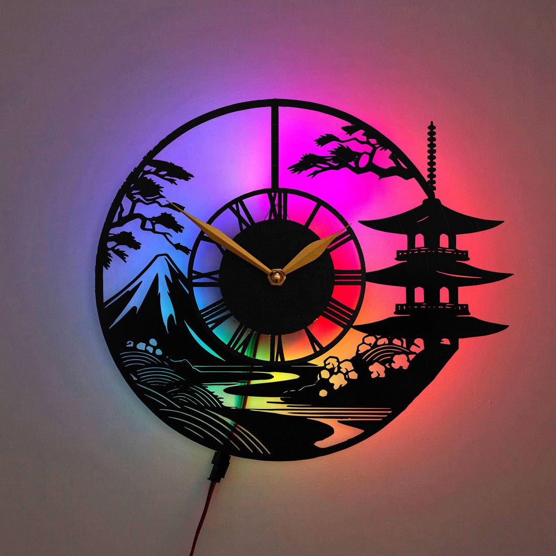 Japan Clock, Sakura Clock, Mount Fuji Clock, Zen Home Decor, Gift for Japan Lovers, Japan